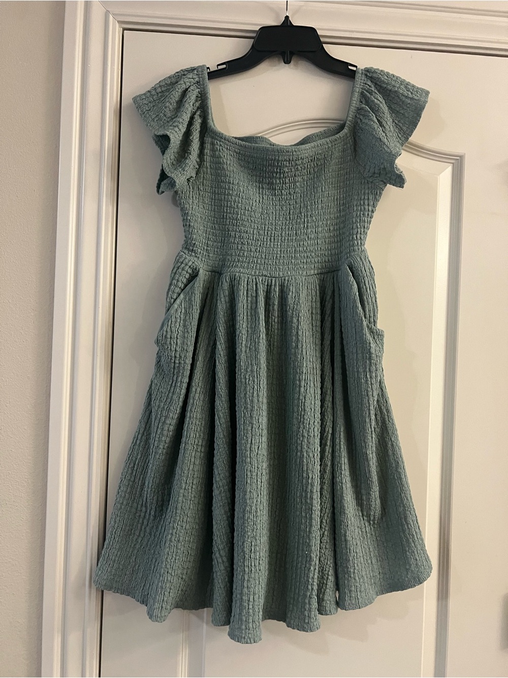 torrid Sage Green Textured Smocked Dress with Flutter Sleeves
